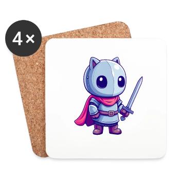 Brave knight in comic book style for kids - Coasters (set of 4) - white - Front