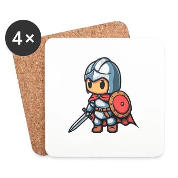 Brave knight in comic book style for kids - Coasters (set of 4) - white - Front