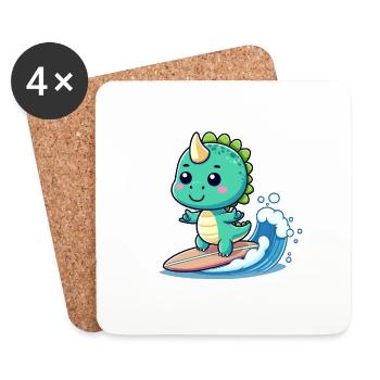 Designs For Kids – Lustige Dinosaurier - Untersetzer (4er-Set) - Weiß - Vorne