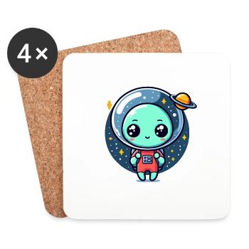 Designs For Kids – Freundliche Aliens - Untersetzer (4er-Set) - Weiß - Vorne