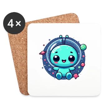 Designs For Kids – Freundliche Aliens - Untersetzer (4er-Set) - Weiß - Vorne