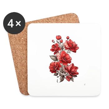 Schöne Rote Blume - Untersetzer (4er-Set) - Weiß - Vorne