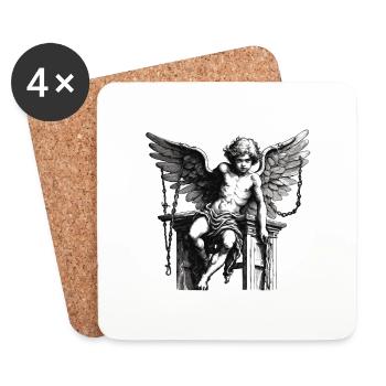 Cupidon / Amour / Flèche / Coeur / Saint Valentin - Dessous de verre (lot de 4) - blanc - Devant
