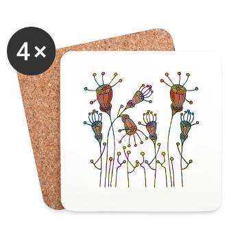 Flowers - Coasters (set of 4) - white - Front