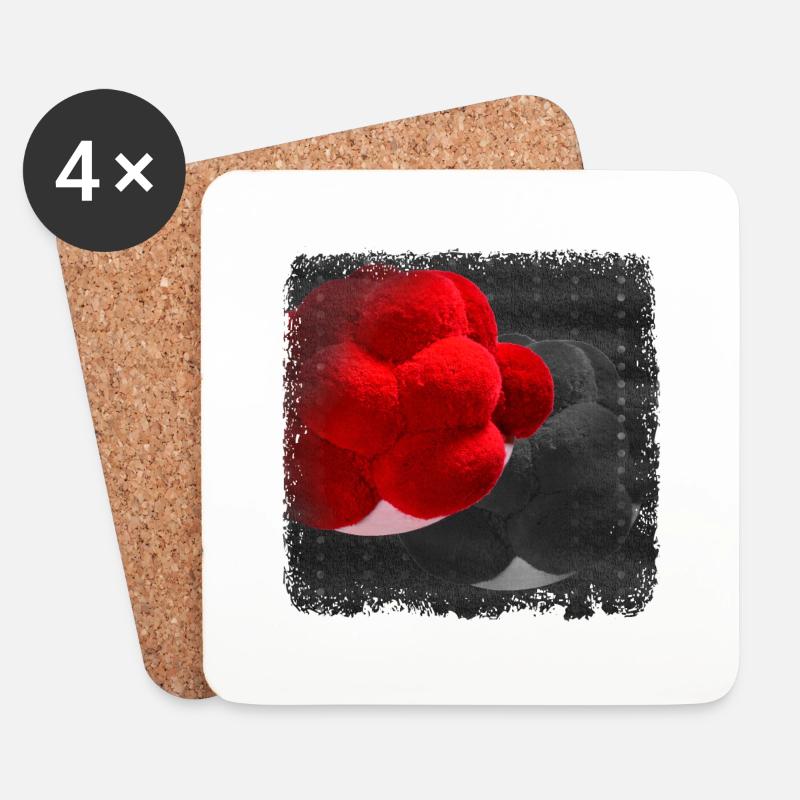 Bollenhut Rot und Schwarz - ART - Untersetzer (4er-Set) - Weiß