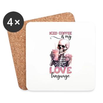 Iced coffee is my love Language Valentine's Day Heart - Coasters (set of 4) - white - Front