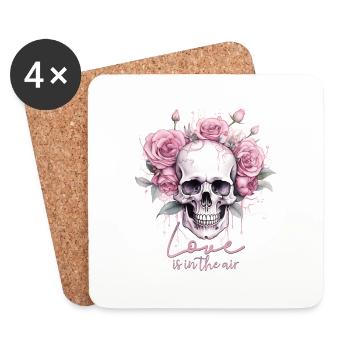 Love is in the air Valentine's Day Skeleton Gothic - Coasters (set of 4) - white - Front