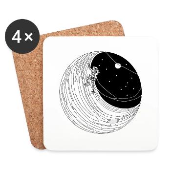 Climber on the moon with stars - Coasters (set of 4) - white - Front