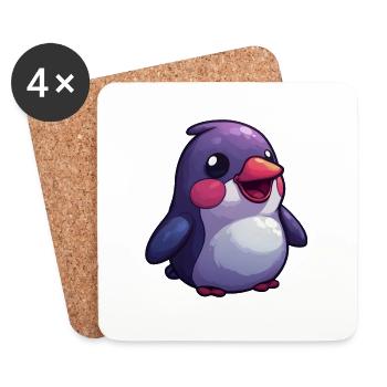 Cute Penguin – Comic Style Design for Kids - Coasters (set of 4) - white - Front