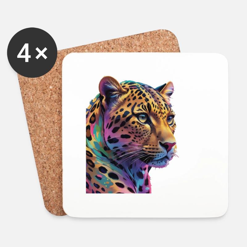 Leopard - Untersetzer (4er-Set) - Weiß