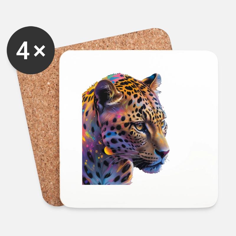 Leopard - Untersetzer (4er-Set) - Weiß