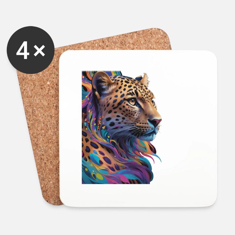 Leopard - Untersetzer (4er-Set) - Weiß