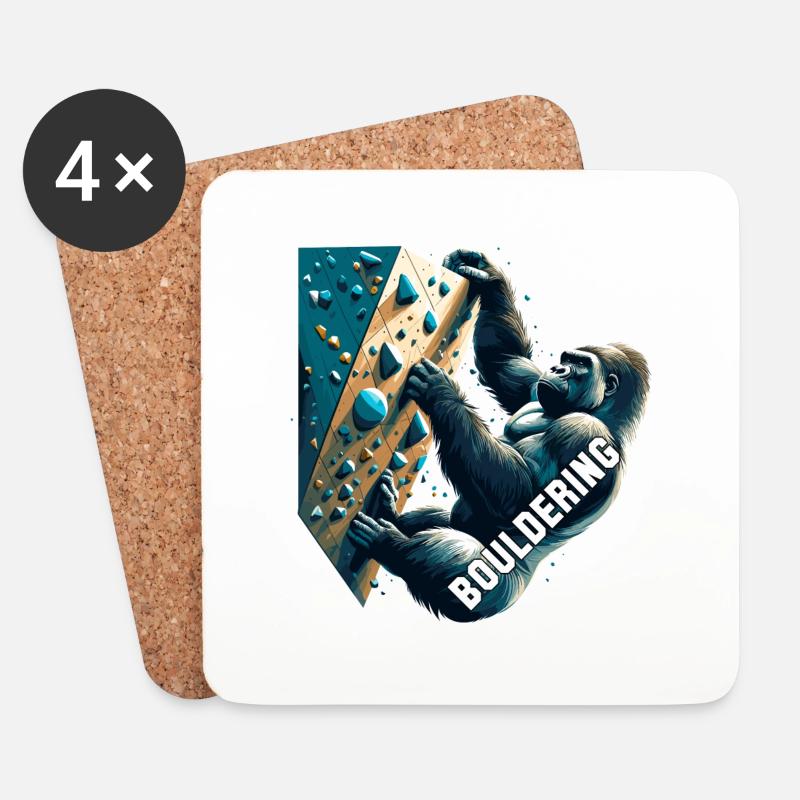 Bouldern Gorilla Geschenk - Untersetzer (4er-Set) - Weiß