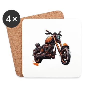 Biker / Motorrad Fahrer / Biker / Zweirad / Cross - Untersetzer (4er-Set) - Weiß - Vorne