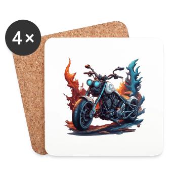 Biker / Motorrad Fahrer / Biker / Zweirad / Cross - Untersetzer (4er-Set) - Weiß - Vorne