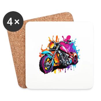 Biker / Motorcycle Rider / Biker / Two-Wheeler / Cross - Coasters (set of 4) - white - Front