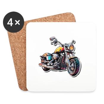 Biker / Motorcycle Rider / Biker / Two-Wheeler / Cross - Coasters (set of 4) - white - Front