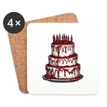 Geburtstagstorte / Kuchen / Happy Birthday / Torte - Untersetzer (4er-Set) - Weiß - Vorne