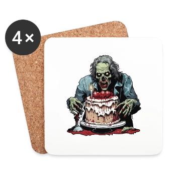 Geburtstagstorte / Kuchen / Happy Birthday / Torte - Untersetzer (4er-Set) - Weiß - Vorne
