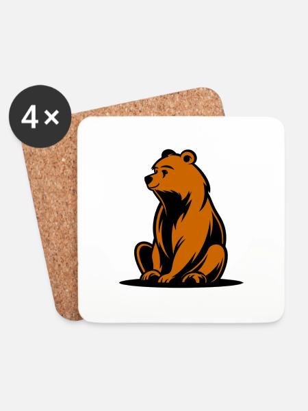 Niedlicher kleiner Bär als T-Shirt Illustration - Untersetzer (4er-Set) - Weiß