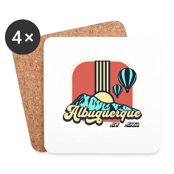 Albuquerque Rétro Montgolfière - Dessous de verre (lot de 4) - blanc - Devant