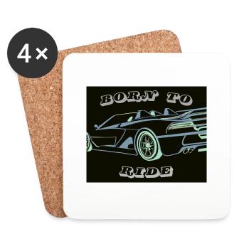 Né pour rouler - Dessous de verre (lot de 4) - blanc - Devant