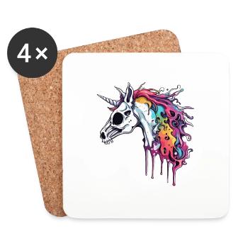 Einhorn / Fabelwesen / Märchen / Magie / Glitzer - Untersetzer (4er-Set) - Weiß - Vorne