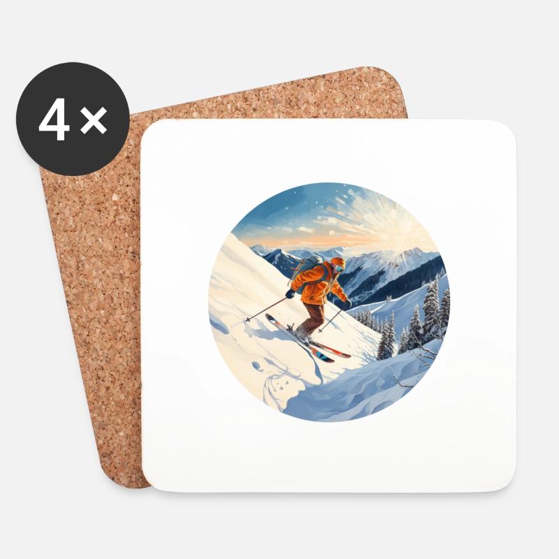 Alpine Thrills - Coasters (set of 4) - white