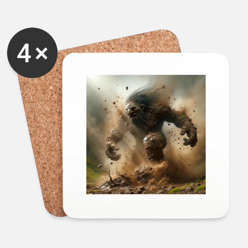 Troll emerging from the earth - Coasters (set of 4) - white