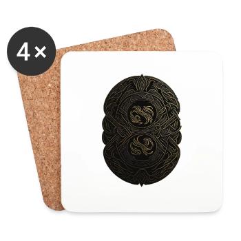 Mayan Black and Gold Monogram - Coasters (set of 4) - white - Front