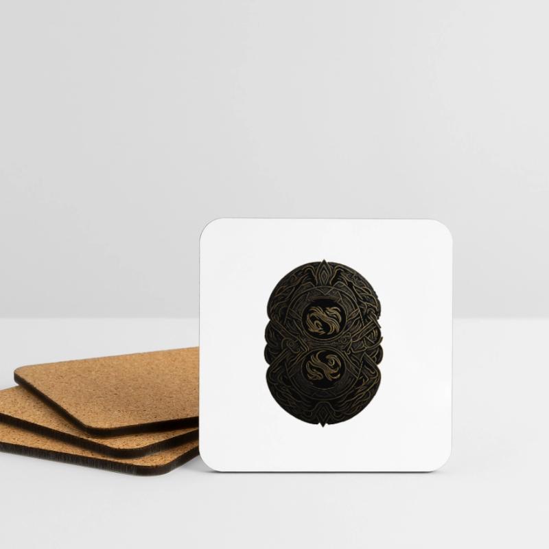 Maya Schwarz-Gold-Monogramm Untersetzer (4er-Set)