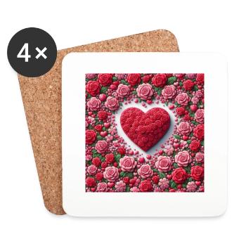 Joyeuse Saint-Valentin - Dessous de verre (lot de 4) - blanc - Devant