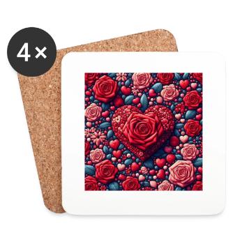 Joyeuse Saint-Valentin - Dessous de verre (lot de 4) - blanc - Devant