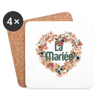 The Bride Floral Heart - Coasters (set of 4) - white - Front