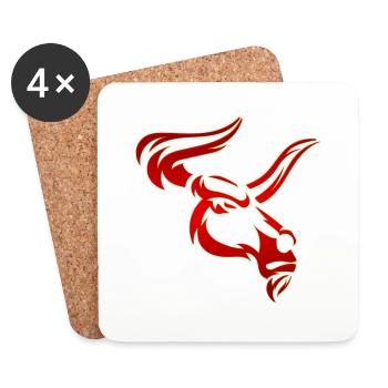 Stier Stierkopf Kopf Logo Steak Beast Gym Horn - Untersetzer (4er-Set) - Weiß - Vorne
