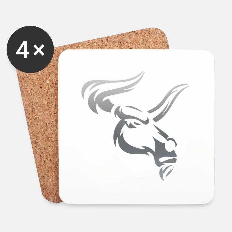 Stier Stierkopf Kopf Logo Steak Beast Gym Horn - Untersetzer (4er-Set) - Weiß