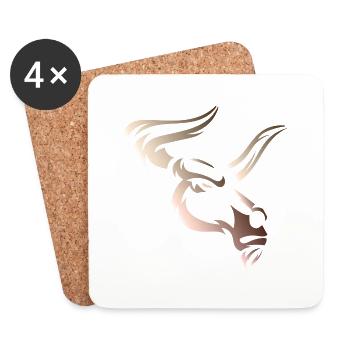 Stier Stierkopf Kopf Logo Steak Beast Gym Horn - Untersetzer (4er-Set) - Weiß - Vorne