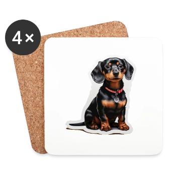 Dachshund - Coasters (set of 4) - white - Front