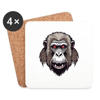 Monkey / Animal / Zoo / Babian / Wild / Comic - Coasters (set of 4) - white - Front