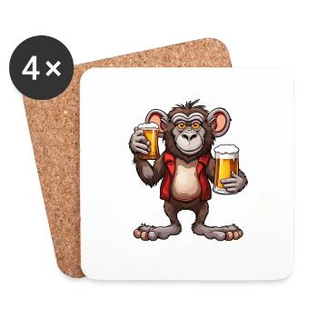 Monkey / Animal / Zoo / Babian / Wild / Comic - Coasters (set of 4) - white - Front