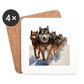 Sled dogs are sociable animals - Coasters (set of 4) - white - Front