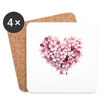 Sakura Heart - Coasters (set of 4) - white - Front