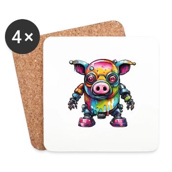 Animal robot / IA / Animaux mécanisés / Bande dessinée - Dessous de verre (lot de 4) - blanc - Devant