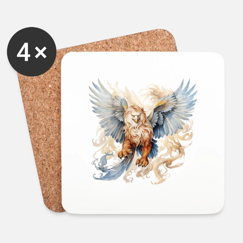 Mythical Griffin - Coasters (set of 4) - white