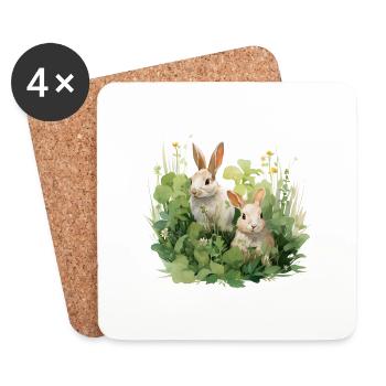 Prairie des lapins - Dessous de verre (lot de 4) - blanc - Devant