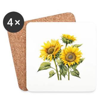 Sunflower Blossom - Coasters (set of 4) - white - Front