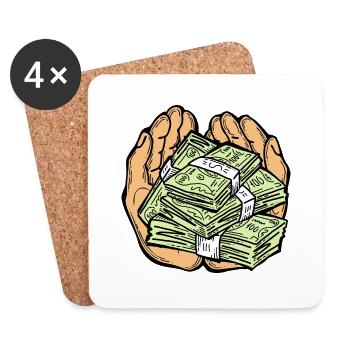 Big money flying to you for wealth and prosperity. - Coasters (set of 4) - white - Front
