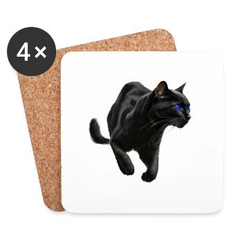 Panthère noire, chat noir, photo de chat - Dessous de verre (lot de 4) - blanc - Devant