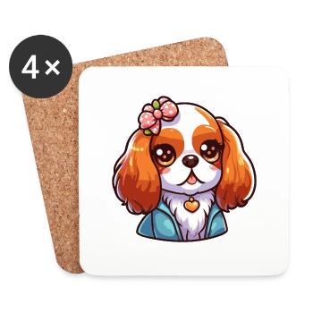 Cute Cavalier King Charles - Coasters (set of 4) - white - Front