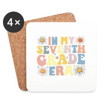 Enseignant élève 7e année dans mon ère de septième année - Dessous de verre (lot de 4) - blanc - Devant